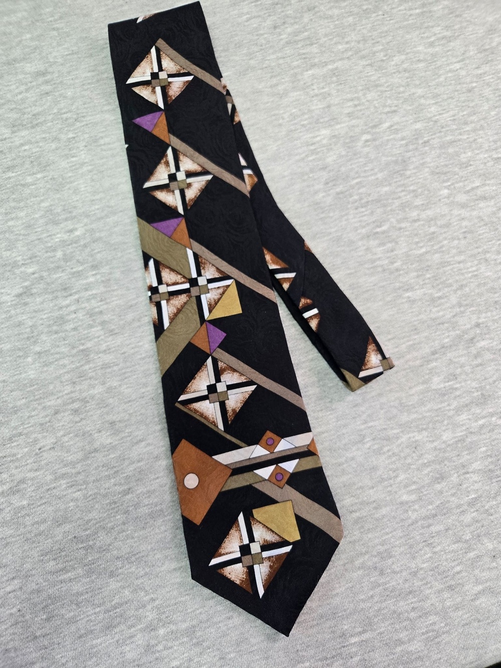 Attrelli Balzano Tie Mens One Size Multicolor Silk Geometric Woven Extra Long